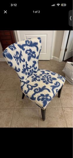 Blue and White Ikat Upholstered Accent Chair