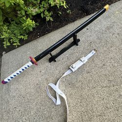 Plastic Katana Sword In Good Shape! Comes With Holster And Stand! 