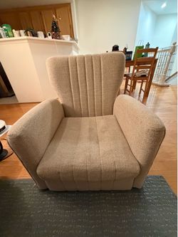 Beige Fabric Accent Chair