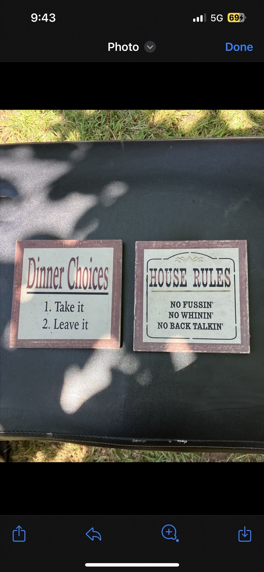 Sign Funny House Rules & Dinner Choices