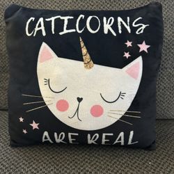 “Caticorns Are Real” Decorative Pillow