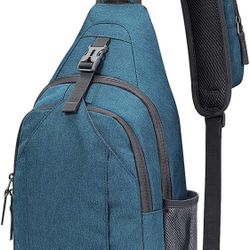 G4Free Sling Bag RFID Blocking Sling Backpack Crossbody Chest Bag Daypack for Hiking Travel(Teal Blue)