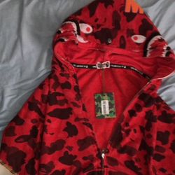 Bape Red Hoodie XL
