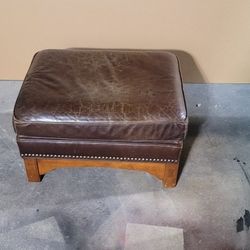 Bob Timberlake Leather Ottoman by Lexington – Solid Wood, Nailhead Trim