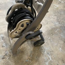Rolling Garden Hose Reel Cart with Hose