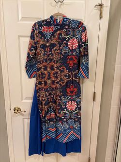Asian-inspired mandarin collar two layer Satin dress