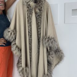 Yves Saint Laurent Fourrures Fox Fur Trim Coat Size M