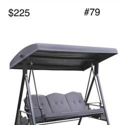 #79: VEIKOUS 3-Seat Outdoor Converting Canopy Swing Lounge Chair with Cushions and Pillow for Porch