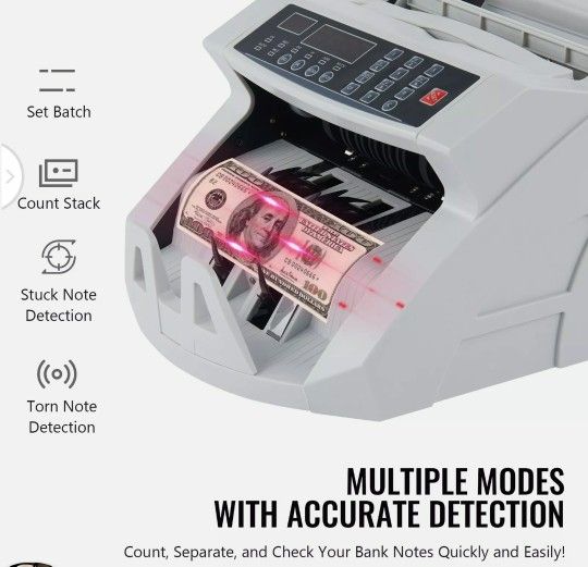 Money Bill Counter Machine Cash Counting Counterfeit Detector UV MG Bank Checker