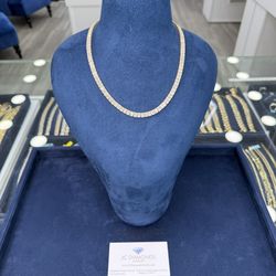 Tennis Chain 10k Gold 6 Mm By 20 Inch Diamonds Real 