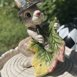 Fitz&Floyd Pilgrim Mouse Painting Leaves Candy Pot