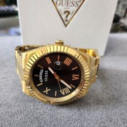 Gold Day & Date Guess Men's Watch 