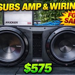 Rockford 12" Subs Ported Box Kicker Amp And Wiring
