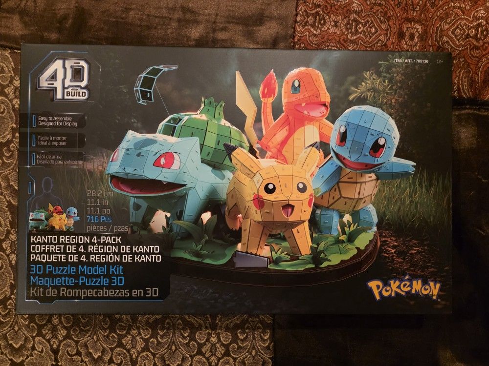 4D Build Pokemon Kanto Region Starters 3-D Puzzle Model Kit