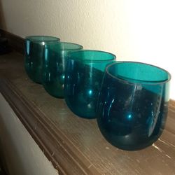 4 Clear Aqua Blue Tumblers Cash