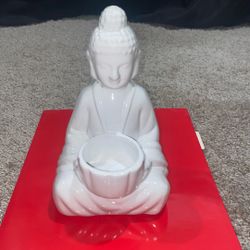 White Ceramic Buddha Candle Holder
