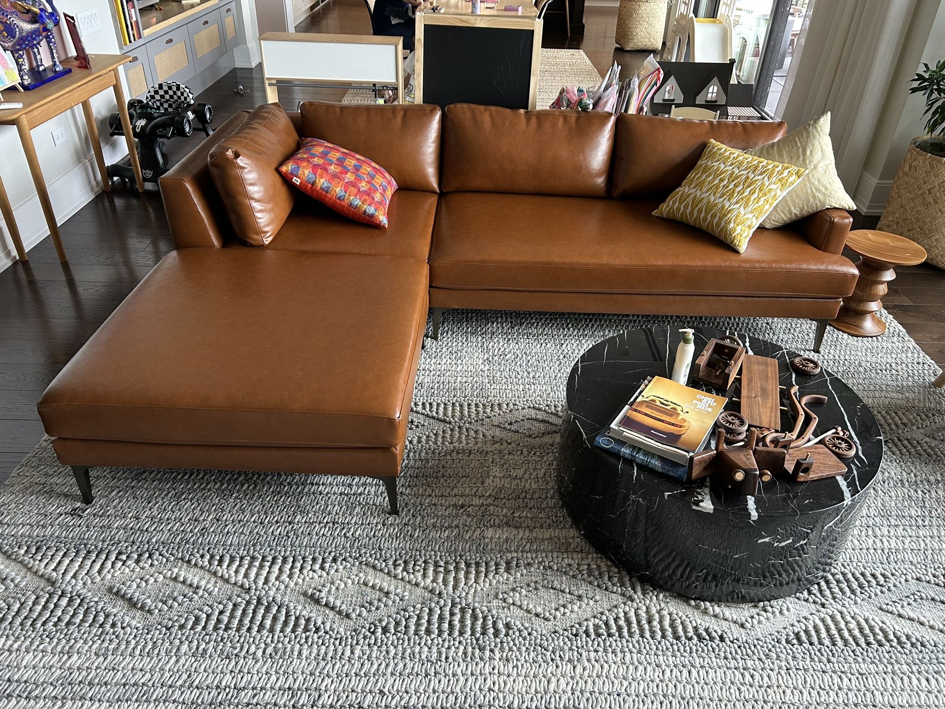Beautiful Tan Lightly Used West elm Vegan Leather Couch