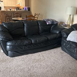 2 Black leather couches 