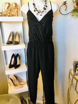 Express Black Sequin Spaghetti Strap Jumpsuit
