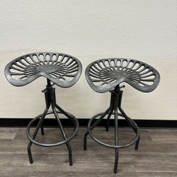 Industrial Metal Bar Stools – Adjustable – Set of 2 – $50