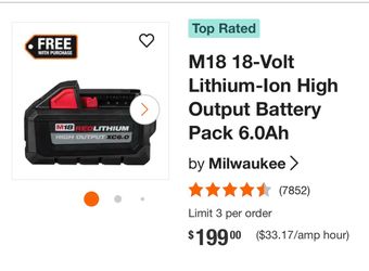 M18 18-Volt Lithium-lon High Output Battery Pack 6.0Ah