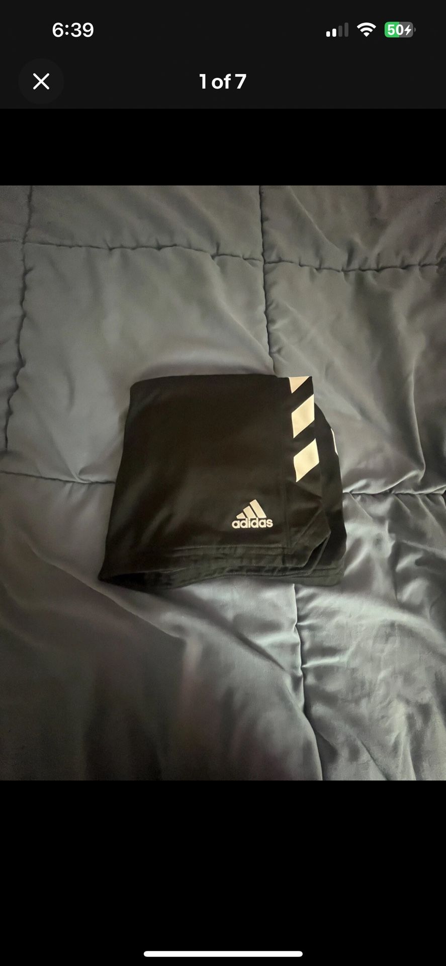 Adidas Boys Athletic Shorts Small (8) Black White Slash Stripes Shorts