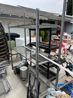 Gray metal shelf