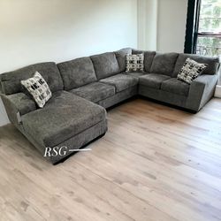 Living Room Dark Color Wraparound Sectional Couch With Chaise ⭐$39 Down Payment with Financing ⭐ 90 Days same as cash