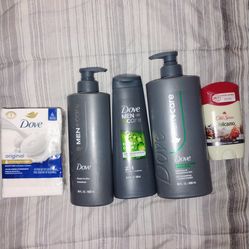 Dove Men Care shampoo+ Conditioner,soap bars and old spice deodorant stick