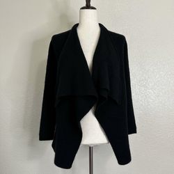 The Cashmere Project 100% Cashmere Black Open Front Cardigan, Sz Small