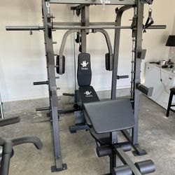 Vesta Fitness Smith Machine 2001 w/Bench Attachment | 230lb Bumpers Weights | 7ft Olympic Bar | Fitness | Gym Equipment | FREE DELIVERY 🚚 