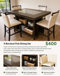 4 Barstool Pub Dining Set
