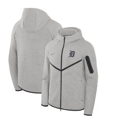 Men's Heather Charcoal Detroit Tigers Tech Fleece Windrunner Full-Zip Hoodie Jacket