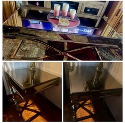 3Piece glass/metal end table, coffee table set