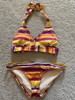 Size Small Women’s Old Navy Bikini Set striped pink yellow