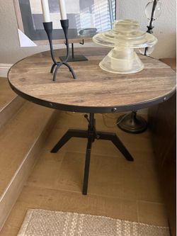 Pottery Barn Round Wood and Metal Table