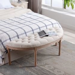 French wooden sofa bench/ Couch /off white 