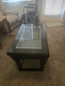 Coffee Table with 2 slide-under stool