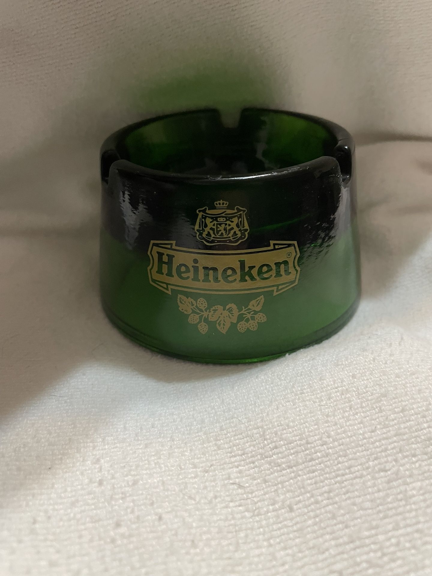 Vintage Heineken Green Opalex France Glass Model Exclusive Ashtray