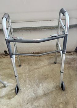 Folding Walker with Front Wheels – Adjustable Height, Lightweight Aluminum