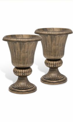 Athena Collection 20" Tall Urn Planters for Outdoor Plants, 2 Pack, Bronze