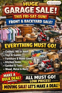 Garage sale Fri 7/31- Sun 8/2