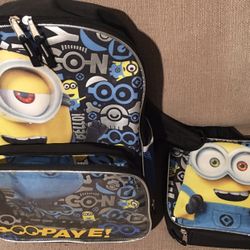 Backpack with lunch bag minion New