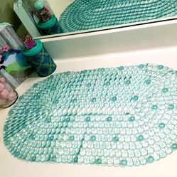 Turquoise Jeweled Suction Cup Decorative Countertop Mat & Faux Fur Mat $10 Each 