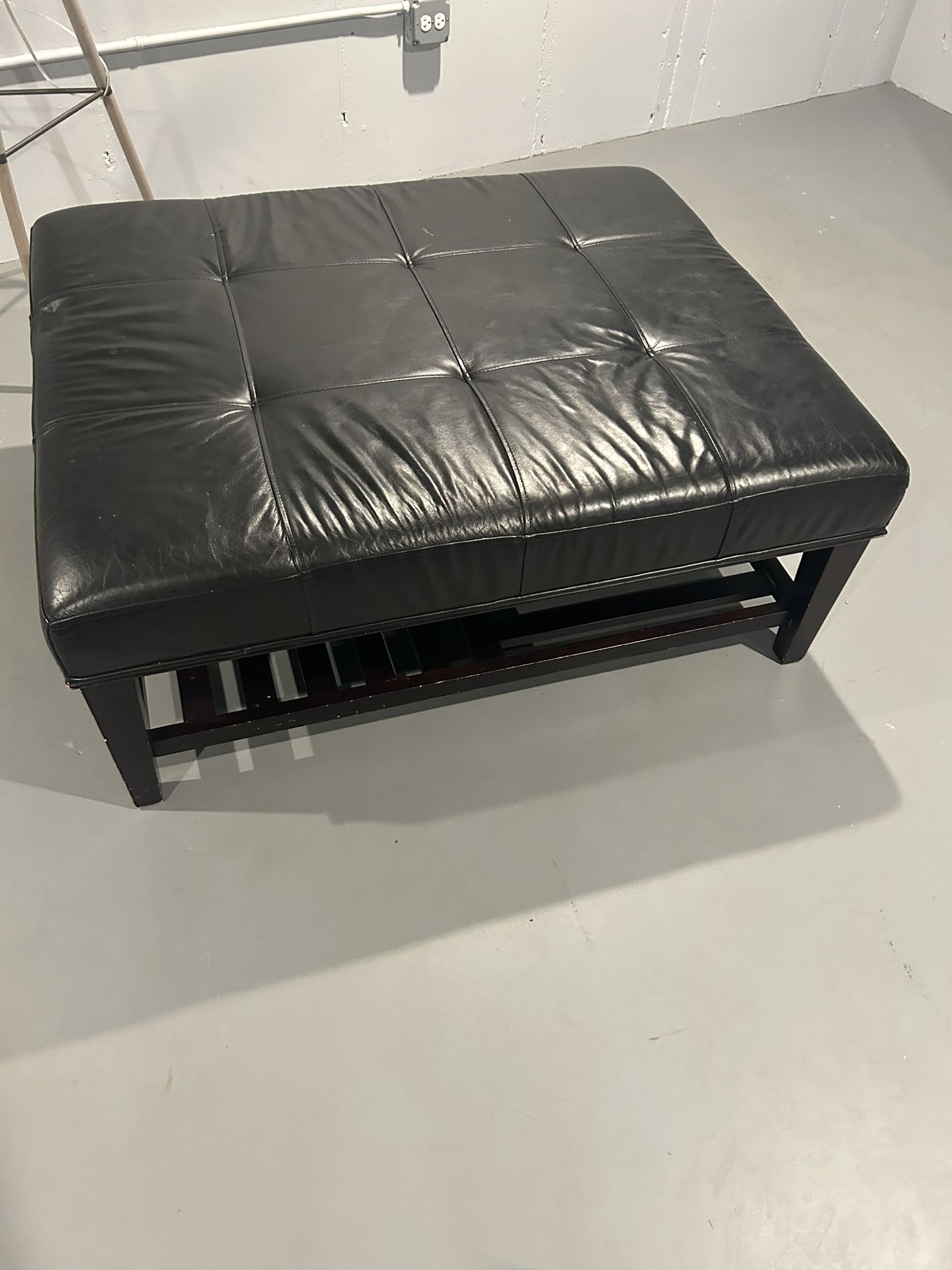 Macys- Genuine leather Ottoman 