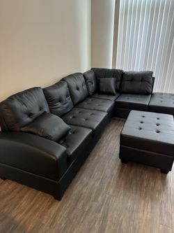 leather L section sofa