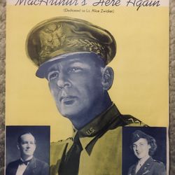 Vintage /Antique MacArthurs Here Again Playwright sheet music song book.1945