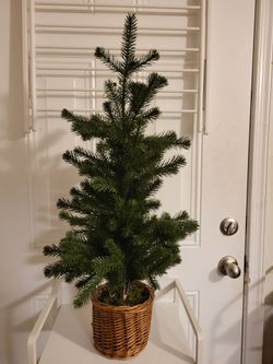 30.5" Artificial Christmas Tree in Wicker Basket