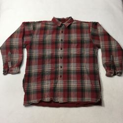 Wolverine Flannel Shirt Mens large red Plaid Heavyweight Long Sleeve Work