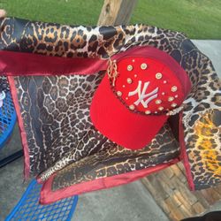 Red Cheetah Print Scarf Hat Combo 
